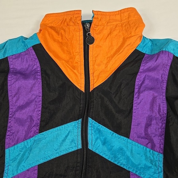 Vintage 80s Adidas Track Jacket Mens Size XL Purple Teal Orange Black Trefoil - Picture 15 of 16